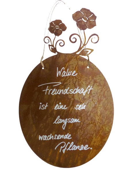 Gartentafel Rosenblüte mit Schrift 43 cm