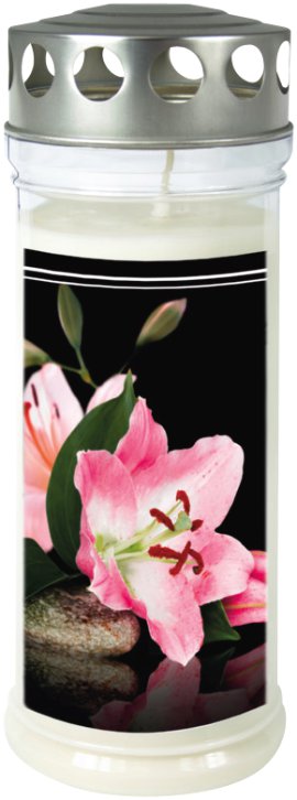 JEKA Gedenkkerze gross mit Motiv Lilie