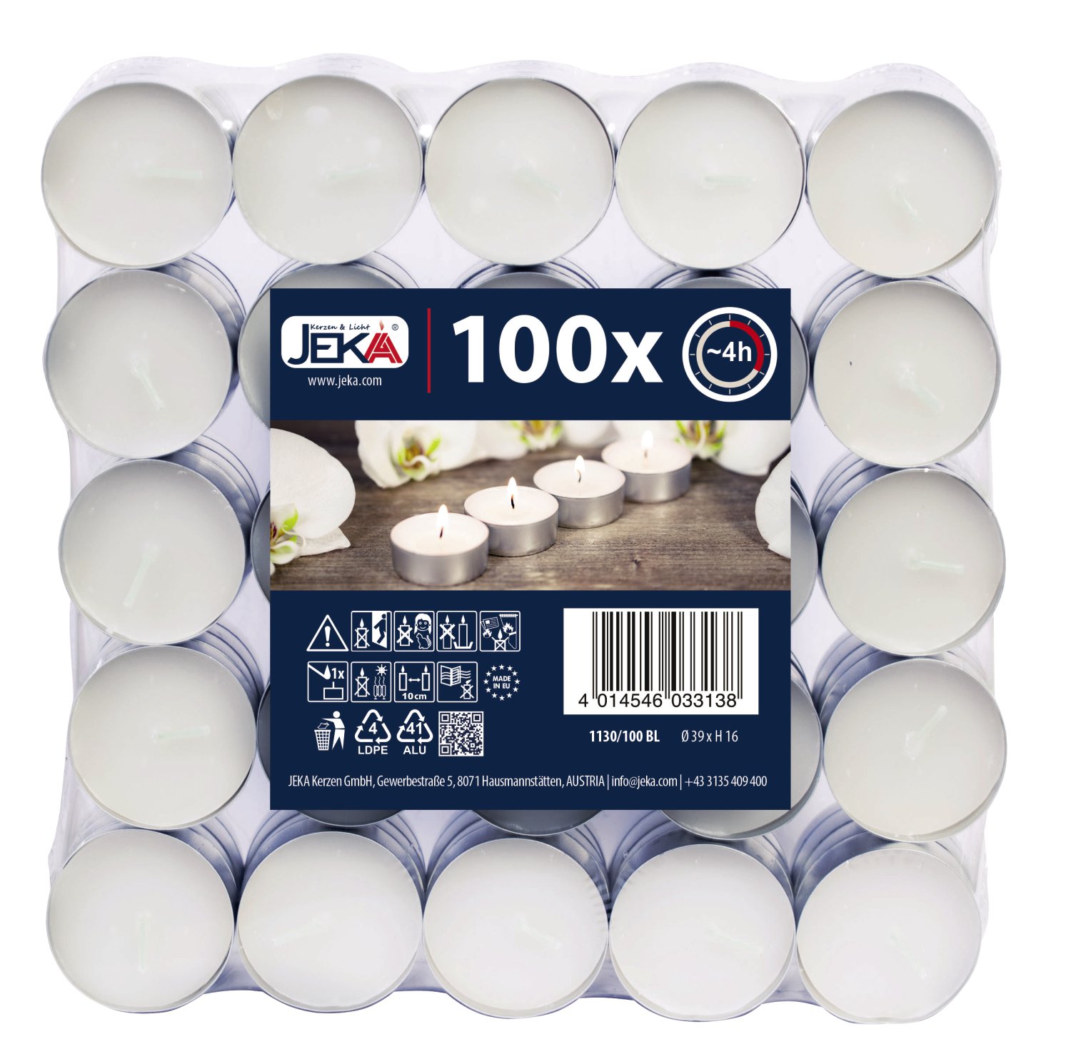 Teelicht geblockt 100er-Pack