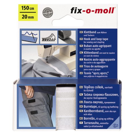 SUKI Klettband zum Nähen Weiß 150x0,2 cm 1 Stk.