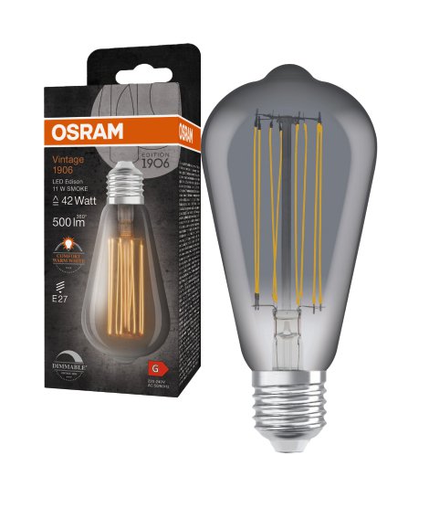 OSRAM LED-Edison 1906 D Filamentment SM E27 Warmweiß 11W