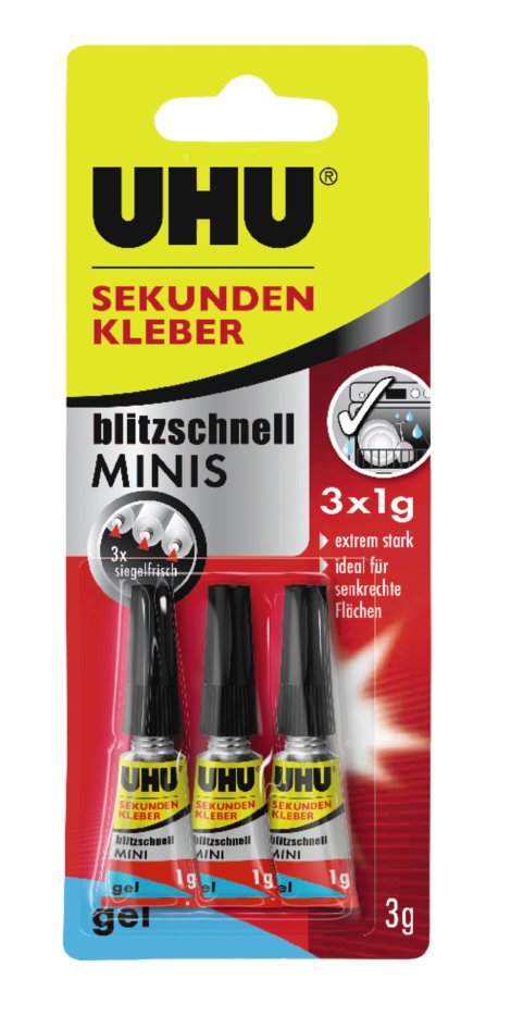 UHU Sekundenkleber Minis Gel 3x1 g