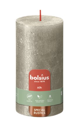 BOLSIUS Rustik Shimmer Stumpenkerze 130/68 mm, champagner