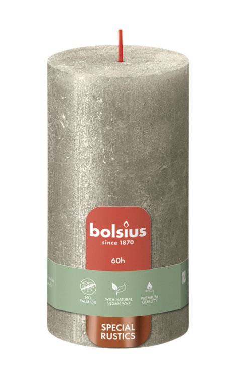 BOLSIUS Rustik Shimmer Stumpenkerze 130/68 mm, champagner