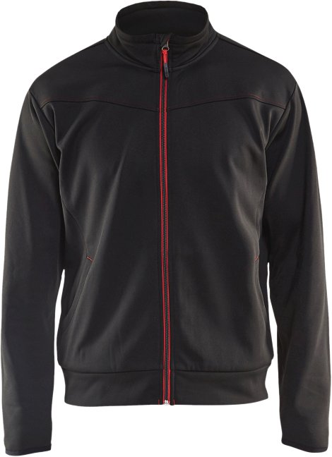 BLÅKLÄDER Sweatjacke mit Reißverschluss schwarz/rot 4 XL