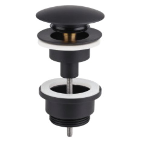 CORNAT Druckknopf-Ablaufventil für Waschtisch Schwarz 1 1/4 AG