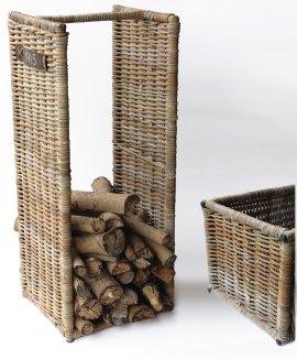 Kaminholz-Regal Rattan Grau 42x36x100 cm