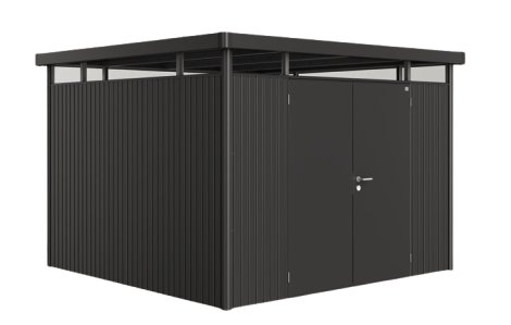 BIOHORT Gerätehaus HighLine H6 mit Doppeltür 315x315x222 cm, Dunkelgrau-Metallic
