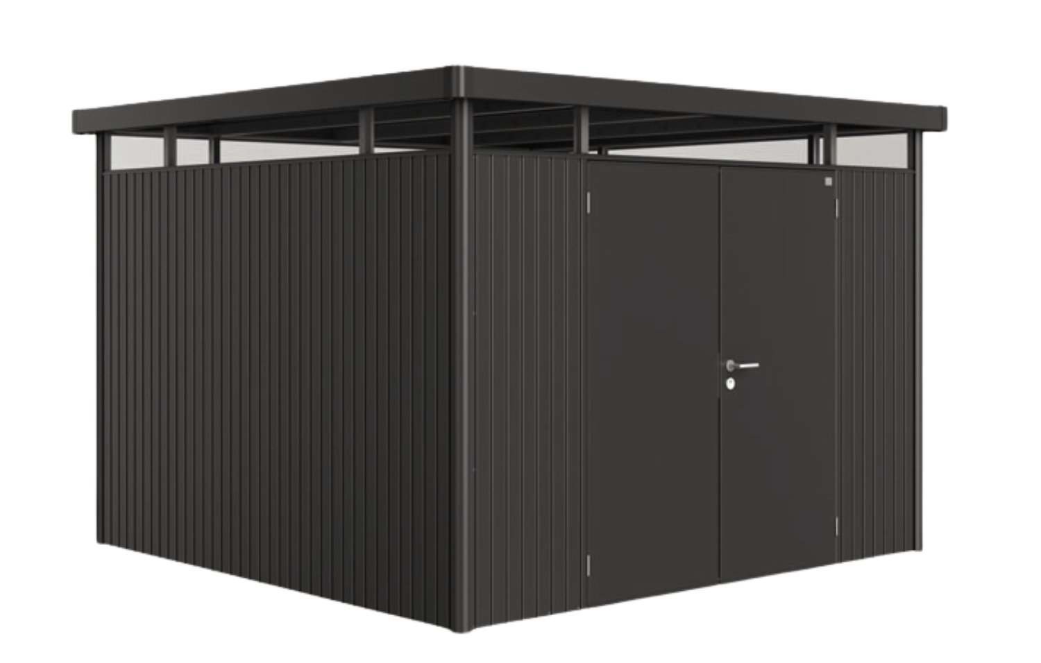 BIOHORT Gerätehaus HighLine H6 mit Doppeltür 315x315x222 cm, Dunkelgrau-Metallic