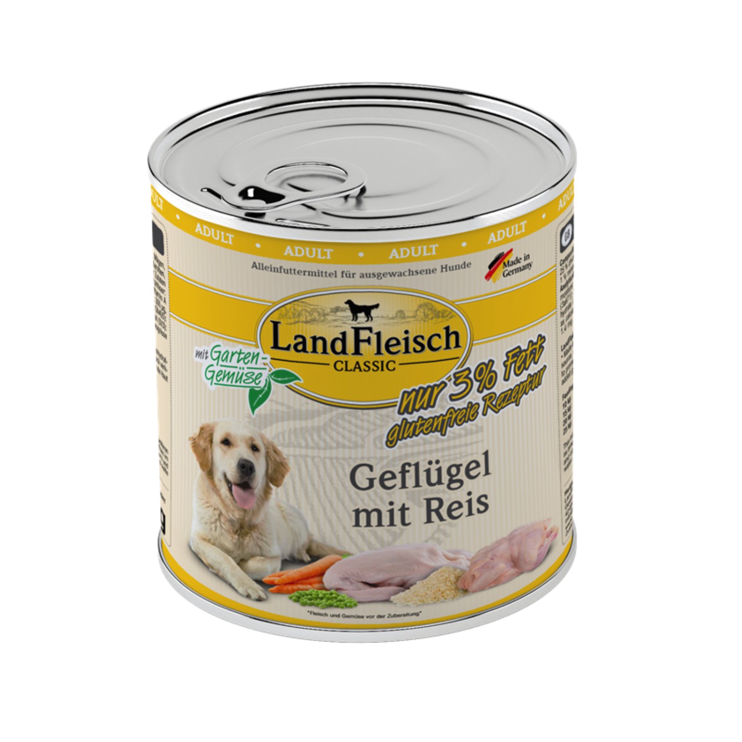 Landfleisch Hundenassfutter Gelfügel & Reis 800 g