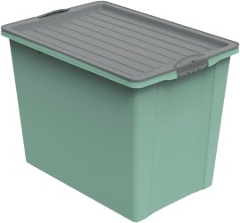 ROTHO Stapelbox Compact mit Rollen grün 70 l