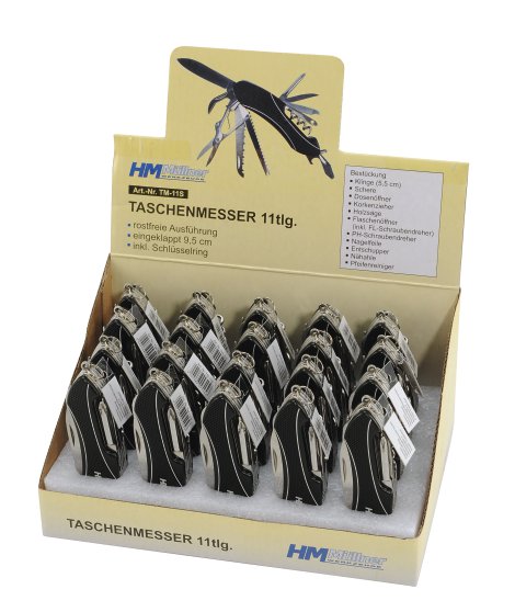 Taschenmesser Schwarz 11-tlg.