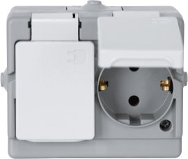 KOPP AP-FR Schutzkontakt-Steckdose Standard 2 Fach Grau