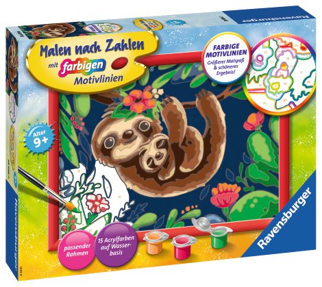 RAVENSBURGER Malen nach Zahlen Niedliche Faultiere