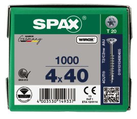 SPAX Schraube Senkkopf TRX Wirox 4x40 mm 1000 Stk.