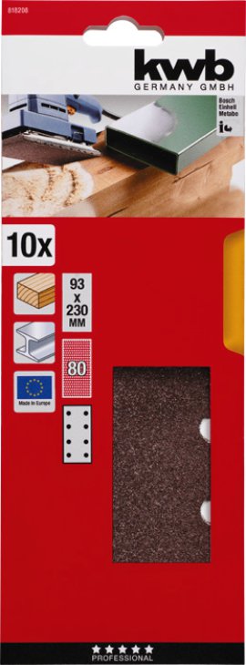 KWB Schleifstreifen Korund B93 gelocht K80, 10 Stk.