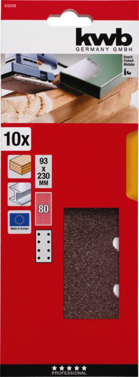 KWB Schleifstreifen Korund B93 gelocht K80 10 Stk.