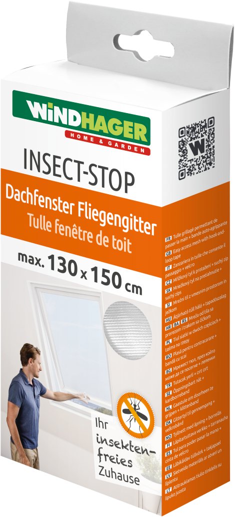 WINDHAGER Fliegengitter für Dachfenster PLUS 130x150 cm, weiß