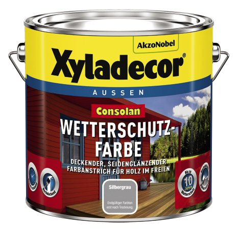 XYLADECOR Consolan Wetterschutz-Farbe Silbergrau 2,5 l