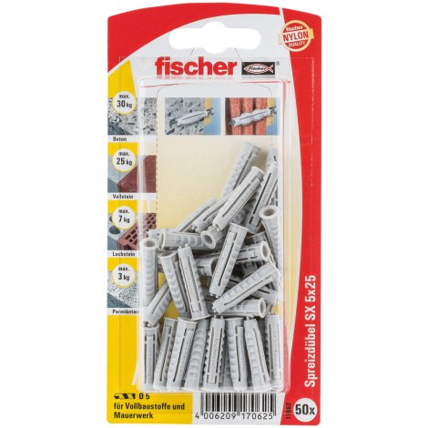 FISCHER Dübel SX Plus 5x25 mm NV Plug 50 Stk.