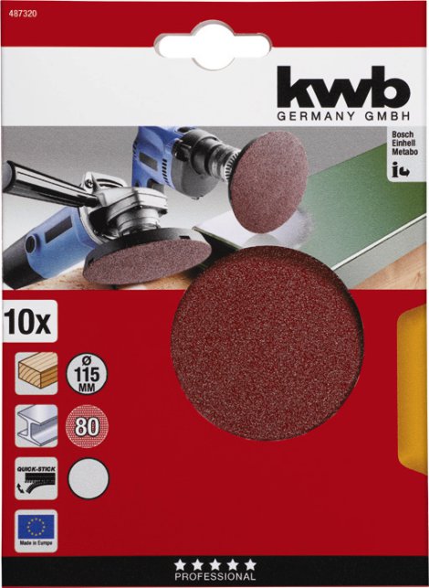 KWB Haftscheibe ungelocht K80 Ø 115 mm 10er-Pack