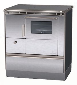 LOHBERGER Holzherd Rega 75 mit Stahlplatte 6 kW Edelstahl