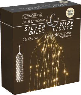Silberdraht Cascade Warmweiß 80 LED IP44