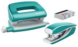 LEITZ Locher mit Hefter Mini Eisblau