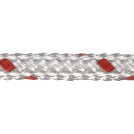 Polyester Spinnfaser Hochfest geflochten Weiß/Rot 10 mm