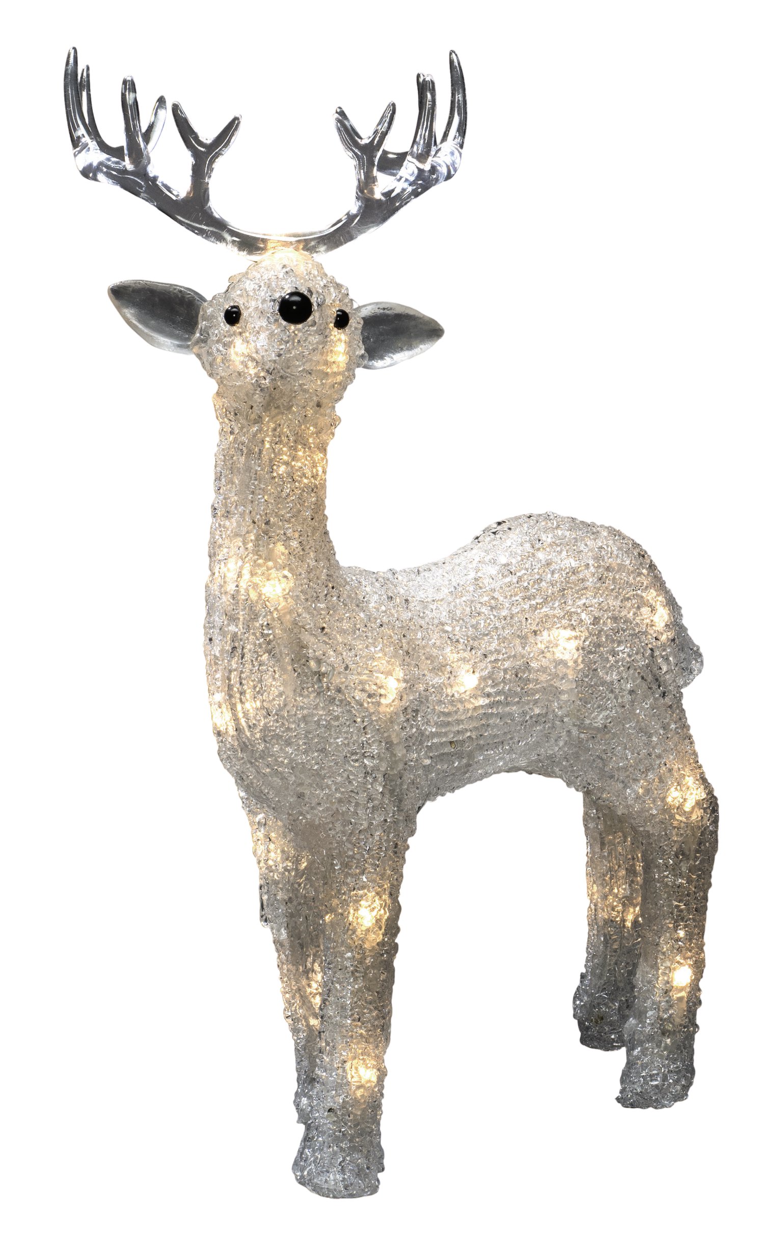 LED-Outdoor Figur Rentier Acryl mit 6 h Timer 24 Dioden Warmweiß