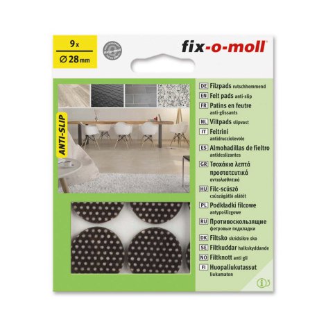 SUKI Anti-Rutschfilzpad Klebend Braun 28 mm, 9 Stk.