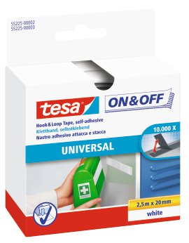 TESA Klettband zum aufkleben Weiß 20 mm x 2,5 m