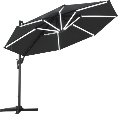 Alu Sonnenschirm mit LED Beleuchtung (grau) Alu Sonnenschirm mit LED Beleuchtung (grau)