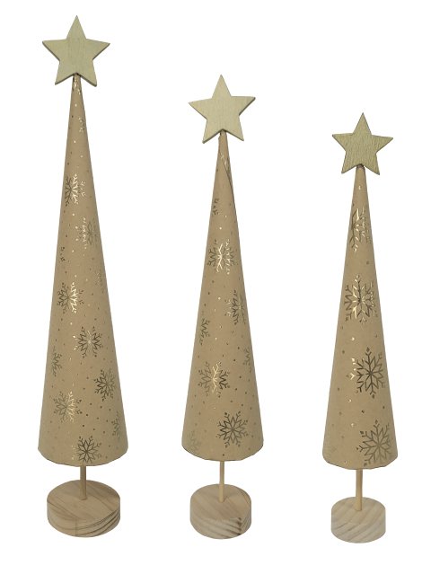 Dekofigur Papierbaum Gold 10x10x54 cm