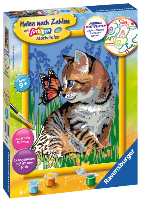 RAVENSBURGER Malen nach Zahlen Katze mit Schmetterling