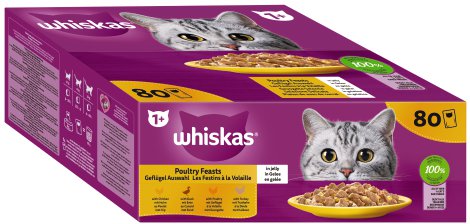 WHISKAS® Geflügel Auswahl Adult 1+, 80-er