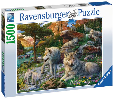 RAVENSBURGER Puzzle Wolfsrudel im Frühlingserwachen