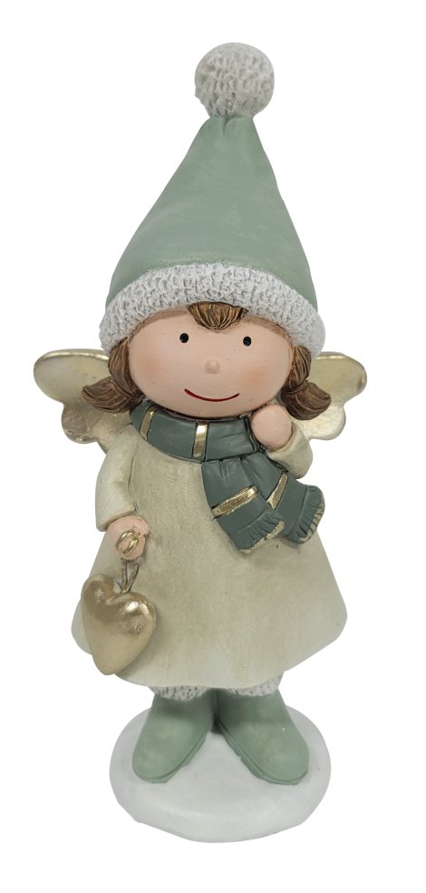 Dekofigur Engelmädchen mit Herz KK Grün 10x7x21,5 cm