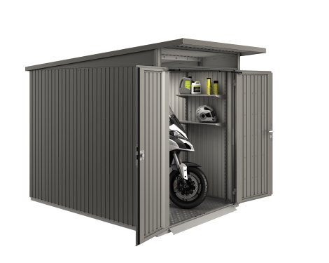 BIOHORT Gerätehaus A3 AvantGarde® 180x300x218 cm mit Standardtür, Quarzgrau-Metallic