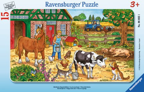 RAVENSBURGER Rahmenpuzzle Glückliches Bauernhofleben 15-tlg.