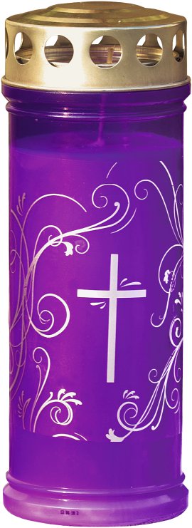 JEKA Gedenkkerze groß Violett mit Ornament Silber