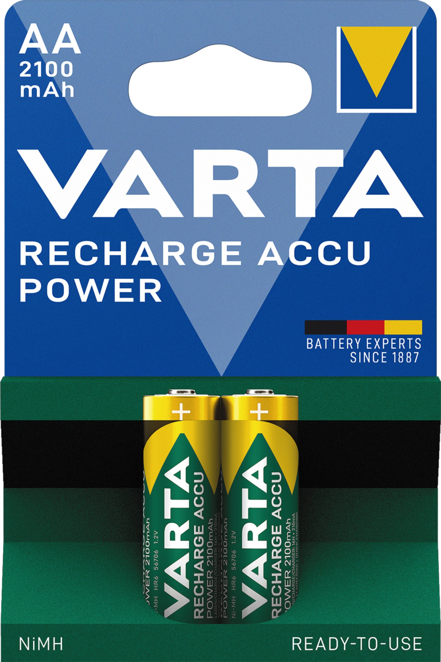 VARTA Recharge Accu Power AA Mignon NiMH-Akku 2100 mAh 2er Pack