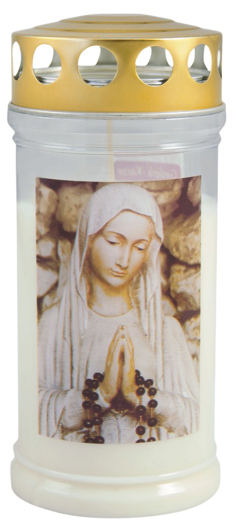 JEKA Gedenkkerze klein mit Thermo-Doppeldeckel & Motiv Maria