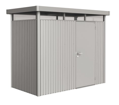 BIOHORT Gerätehaus HighLine H1 mit Standardtür 275x155x222 cm, Silber-Metallic