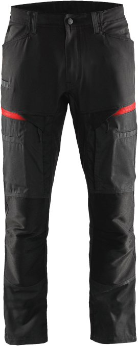 BLÅKLÄDER Service Bundhose Stretch-Denim schwarz/rot