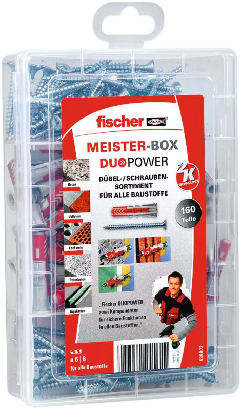 FISCHER Meisterbox DuoPower mit Schraube 160 tlg.