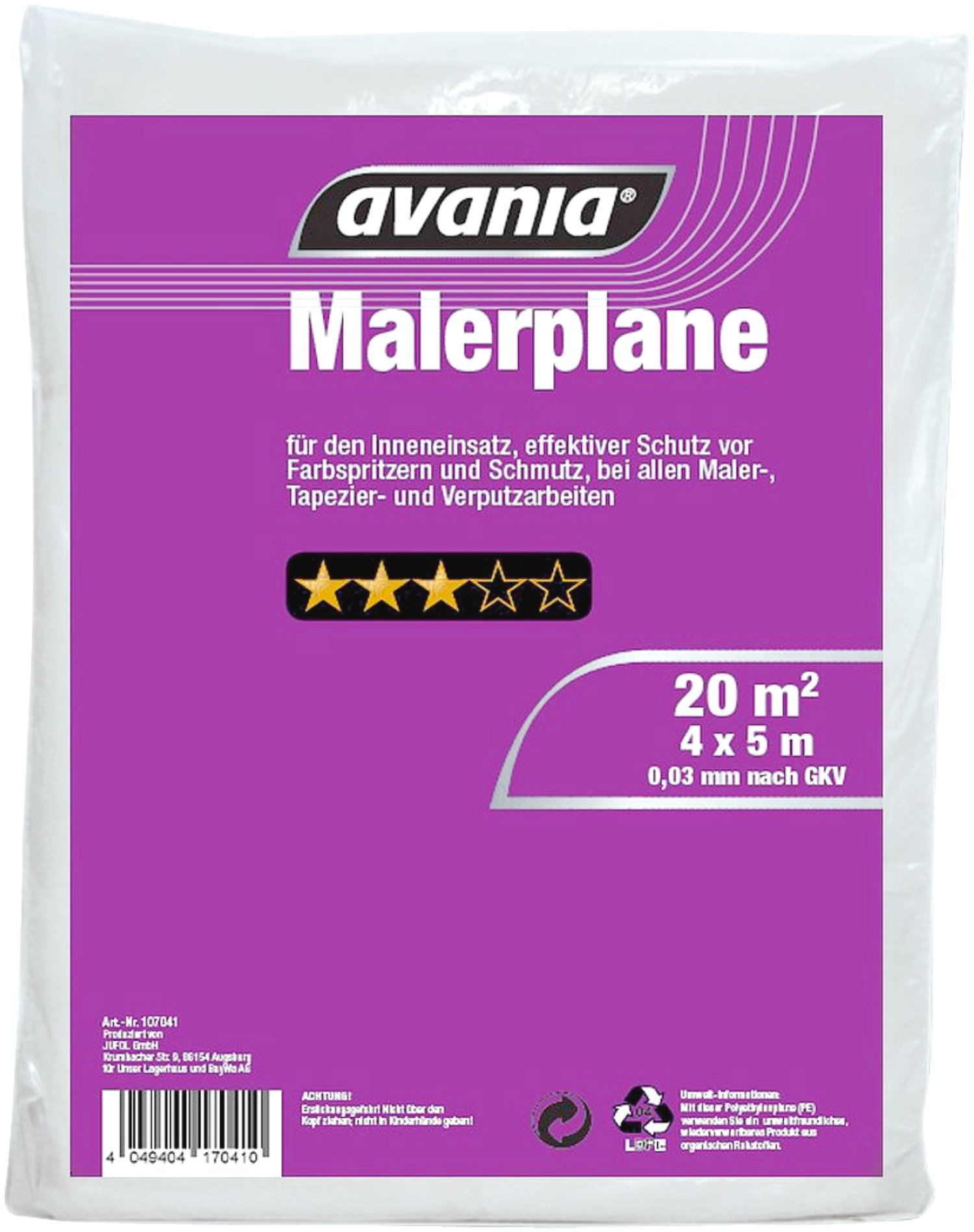 AVANIA Malerplane transparent 4x5 m