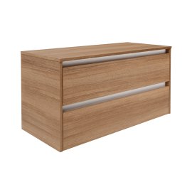 Waschtisch-Unterschrank VITA mit 2 Schubladen, Abdeckplatte, Griffleisten weiß, Korpus+Front Summer-Oak-Optik 100,4x46,5x51,6 cm (BxTxH)