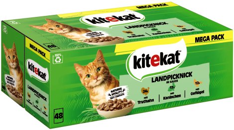 KITEKAT Katzennahrung Landpicknick in Sauce, 48x85 g