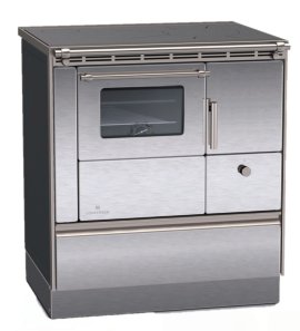 LOHBERGER Holzherd Rega 75 mit Stahlplatte 6 kW Edelstahl